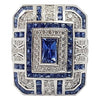SJ1878 - Blue Sapphire with Diamond Ring Set in 18 Karat White Gold Settings