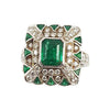 SJ2588 - Emerald with Diamond Ring Set in 18 Karat White Gold Settings