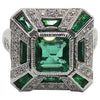 SJ6301 - Emerald with Diamond Ring Set in 18 Karat White Gold Settings