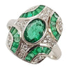 SJ2625 - Emerald with Diamond Ring Set in 18 Karat White Gold Settings