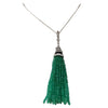 SJ1870 - Emerald with Diamond and Onyx Tassel Pendant Set in 18 Karat White Gold Settings