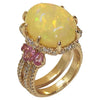 SJ2625 - Opal with Pink Sapphire and Brown Diamond Ring in 18 Karat Rose Gold Settings