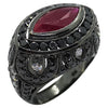 JR1093T - Marquise Ruby with Black & White Diamond Ring Set in 18 Karat White Gold