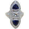 SJ6083 - Blue Sapphire with Diamond Ring Set in 18 Karat White Gold Settings