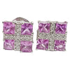 JE0086Q - Pink Sapphire & Diamond Earrings Set in 18 Karat White Gold Setting