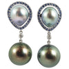 JE0113S - South Sea Pearl & Blue Sapphire Earrings Set in 18 Karat White Gold Setting