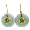 JE0134Q - Jade & Peridot Dangling Earrings Set in 18 Karat Gold Setting