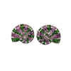 SJ1873 - Tsavorite with Pink Sapphire Sea Shell Earrings Set in 18 Karat White Gold