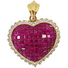 SJ1886 - Ruby with Diamond Heart Brooch/Pendant Set in 18 Karat Gold Settings