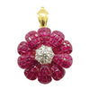 SJ1886 - Ruby with Diamond Flower Brooch/Pendant Set in 18 Karat Gold Settings