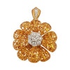 SJ1886 - Yellow Sapphire with Diamond Flower Brooch or Pendant Set in 18 Karat Gold