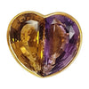 JR0578R - Citrine and Amethyst Heart Ring set in 18 Karat Gold Setting