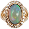 SJ2230 - Opal with Brown Diamond Ring Set in 18 Karat Rose Gold Settings
