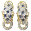 SJ2445 - Blue Sapphire, Ruby and Diamond Panther Earrings Set in 18 Karat Gold Settings