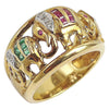 SJ2306 - Ruby, Emerald, Blue Sapphire and Diamond Elephant Ring Set in 18 Karat Gold