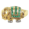 SJ2168 - Emerald with Diamond Elephant Ring Set in 18 Karat Gold Settings