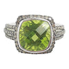 SJ2249 - Peridot with Brown Diamond Ring Set in 18 Karat White Gold Settings
