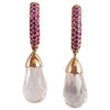 SJ2106 - Rose Quartz with Pink Sapphire Earrings Set in 18 Karat Rose Gold Settings