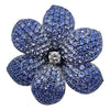 SJ2415 - Blue Sapphire with Diamond Flower Pendant Set in 18 Karat White Settings