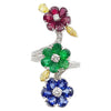 SJ2106 - Ruby, Blue Sapphire, Emerald with Yellow Diamond and Diamond Ring 18k White Gold