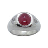 SJ1840 - Cabochon Ruby with Diamond Ring Set in Platinum 900 Settings