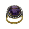 SJ2226 - Amethyst with Diamond Ring Set in 18 Karat Gold Settings