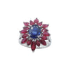 SJ6102 - Blue Sapphire with Ruby Ring Set in 18 Karat White Gold Settings