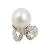 SJ1686 - South Sea Pearl with Brown Diamond and Diamond Ring Set in 18 Karat White Gold