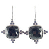 SJ2146 - Onyx with Blue Sapphire Earrings Set in 18 Karat White Gold Settings