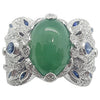 SJ1673 - Jade with Blue Sapphire and Diamond Ring Set in 18 Karat White Gold Settings