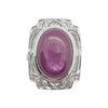 SJ6233 - Cabochon Ruby with Diamond Ring Set in 18 Karat White Gold Settings