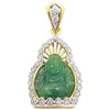 SJ2106 - Carved Emerald with Diamond Happy Buddha Pendant Set in 18 Karat Gold Setting