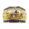 SJ2172 - Blue Sapphire with Ruby and Diamond Elephant Ring Set in 18 Karat Gold Settings