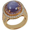 SJ1746 - Purple Star Sapphire with Purple Sapphire and Diamond Ring in 18 Karat Rose Gold
