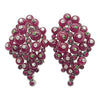 SJ2110 - Cabochon Ruby with Tsavorite, Ruby and Diamond Earrings in 18 Karat White Gold