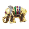 SJ2317 - Blue Sapphire, Emerald, Ruby with Diamond Elephant Brooch/Pendant in 18k Gold
