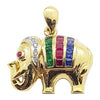 SJ6108 - Blue Sapphire, Emerald, Ruby, Diamond Elephant Pendant Set in 18k Gold Settings