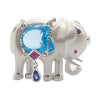 SJ2335 - Blue Topaz with Blue Sapphire, Emerald Elephant Brooch/Pendant in 18K White Gold
