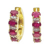 SJ2337 - Ruby with Diamond Huggies/Hoop Earrings Set in 18 Karat Gold Settings