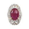 SJ2126 - Cabochon Ruby with Diamond Ring Set in 18 Karat Gold Settings