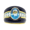 SJ2408 - Blue Topaz and Onyx Ring set in 18 Karat Gold Settings