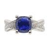 SJ1826 - Blue Sapphire with Diamond Ring Set in 18 Karat White Gold Settings