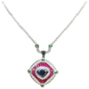SJ1748 - Blue Sapphire, Ruby, Tsavorite and Diamond Necklace Set in 18 Karat White Gold