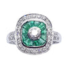 SJ1913 - Diamond with Emerald Ring Set in 18 Karat White Gold Settings