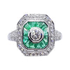SJ1913 - Diamond with Emerald Ring Set in 18 Karat White Gold Settings