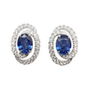 SJ2256 - Blue Sapphire with Diamond Earrings Set in 18 Karat White Gold Settings