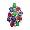 SJ1768 - Blue Sapphire, Emerald, Ruby and Diamond Ring Set in 18 Karat White Gold Setting