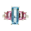 SJ2387 - Aquamarine and Pink Sapphire with Diamond Ring Set in 18 Karat White Gold