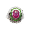 SJ2306 - Ruby with Tsavorite and Diamond Ring Set in 18 Karat White Gold Settings
