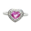 SJ2392 - Heart Shape Pink Sapphire with Diamond Ring Set in 18 Karat White Gold Settings